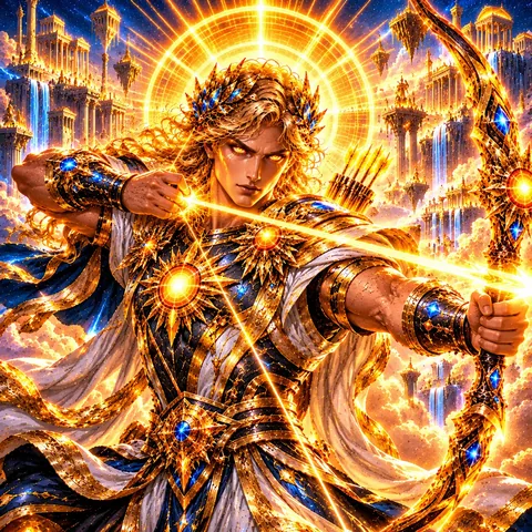 Apollo, Greek god of the sun, pixel art