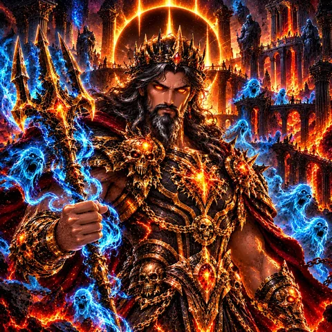Hades, ruler of the underworld, pixel art
