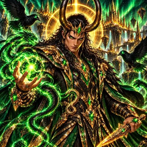 Loki, the Norse trickster, pixel art
